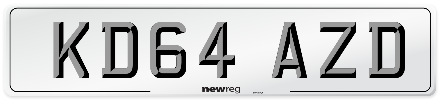 KD64 AZD Number Plate from New Reg